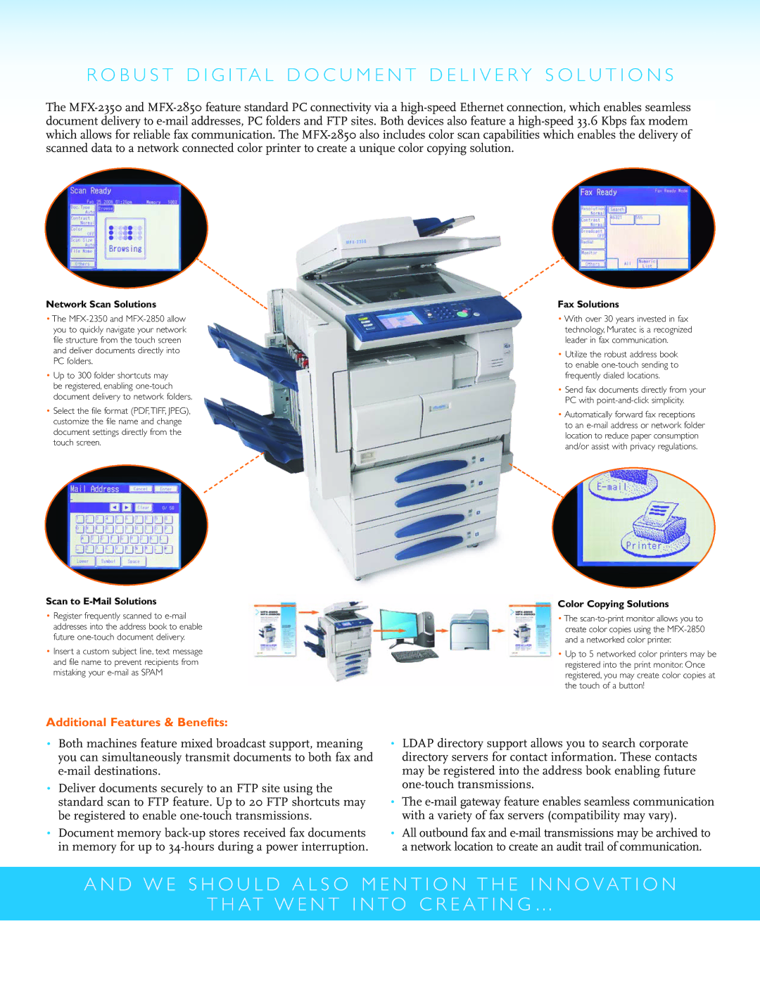 Muratec MFX-2350, MFX-2850 manual Network Scan Solutions 