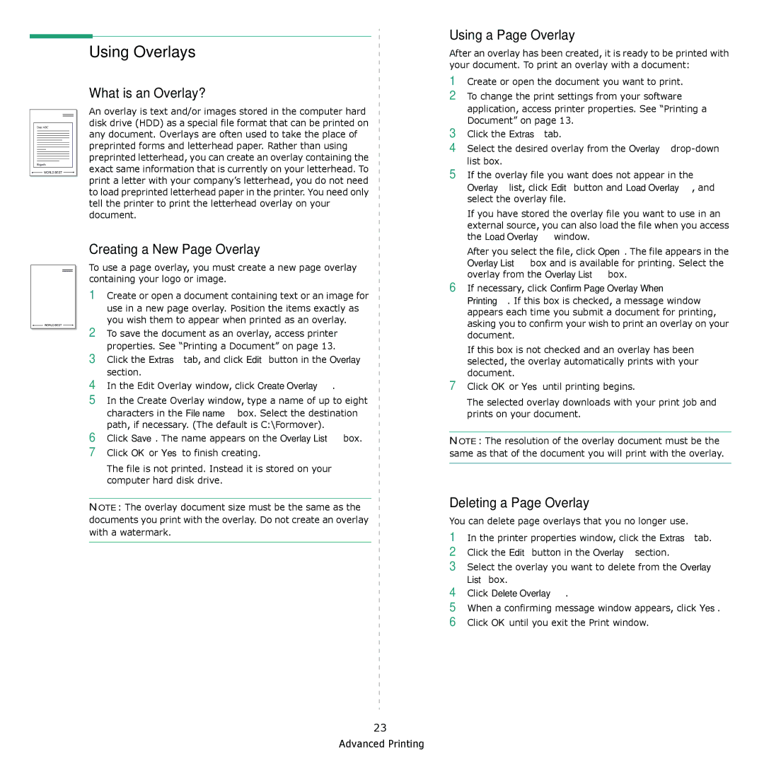 Muratec MFX-3050 manual Using Overlays, What is an Overlay?, Using a Page Overlay, Creating a New Page Overlay 