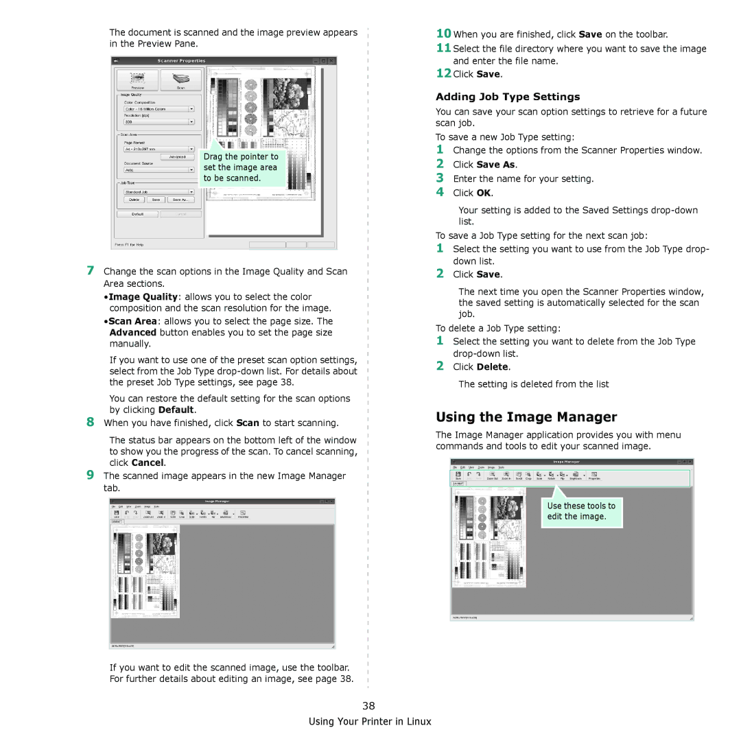 Muratec MFX-3050 manual Using the Image Manager, Adding Job Type Settings 