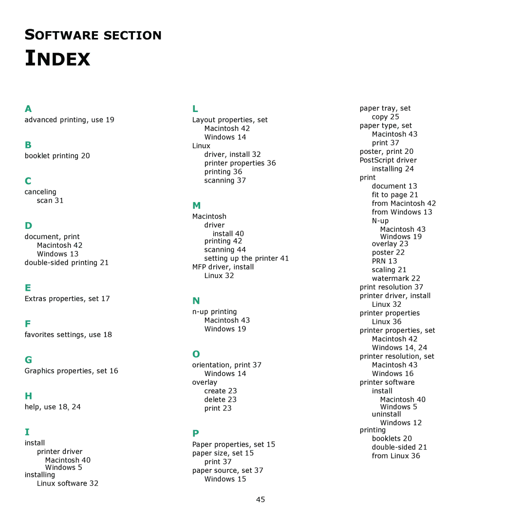 Muratec MFX-3050 manual Index 