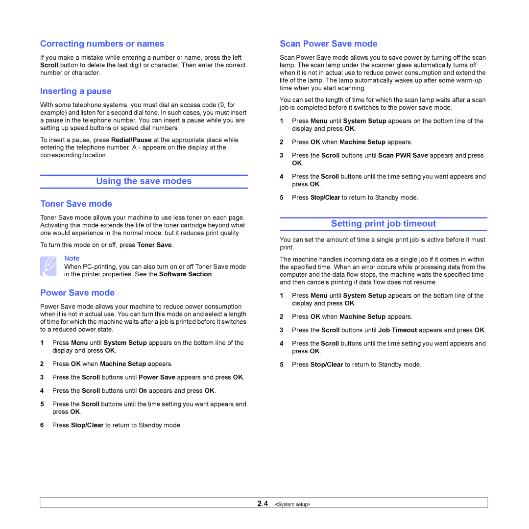 Muratec MFX-3050 manual Using the save modes, Setting print job timeout 