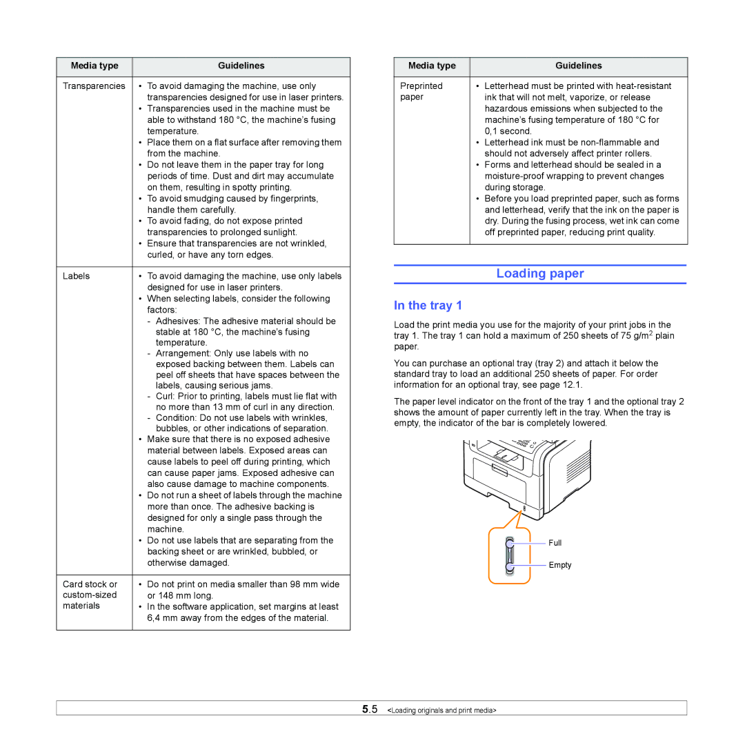 Muratec MFX-3050 manual Loading paper, Tray 