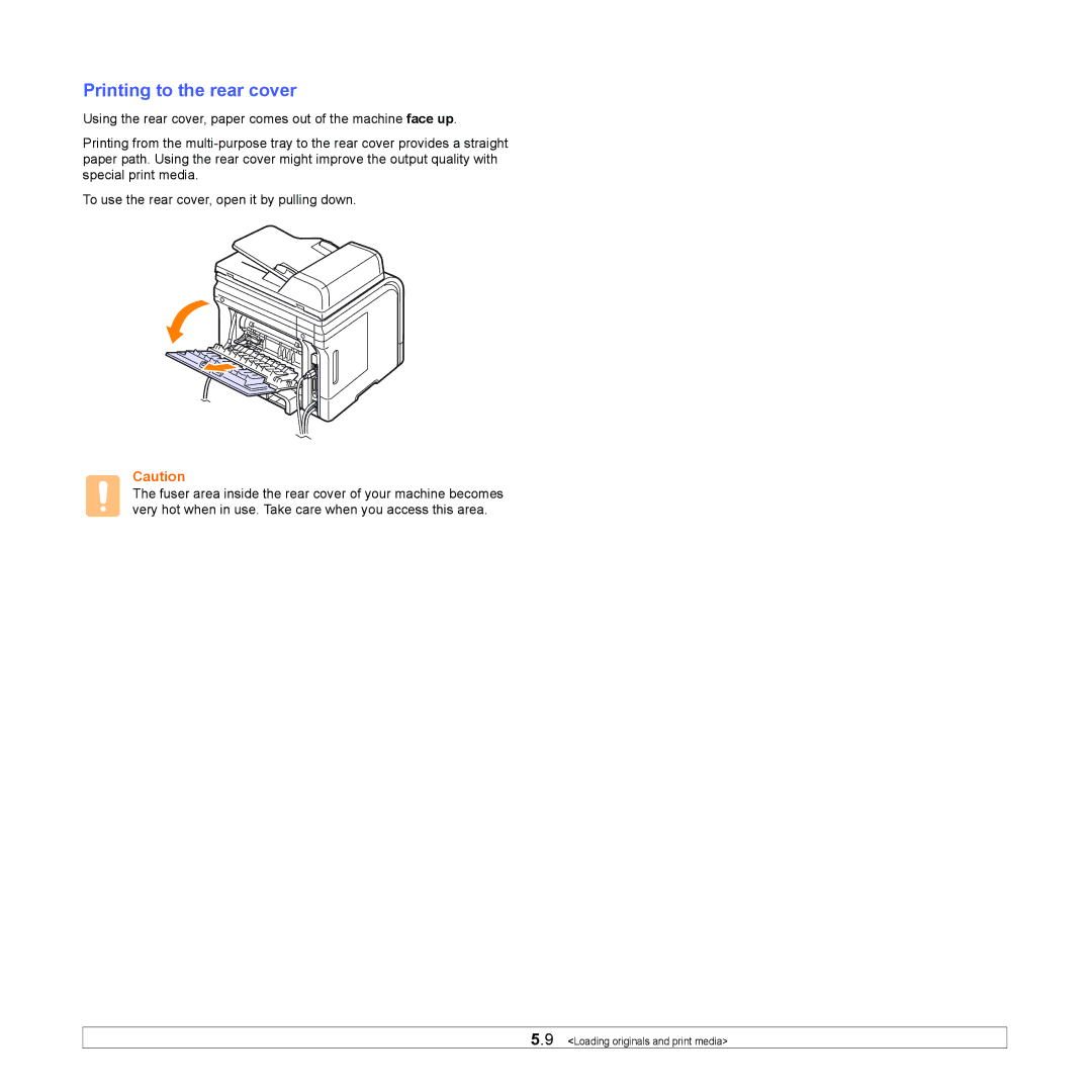 Muratec MFX-3050 manual Printing to the rear cover 