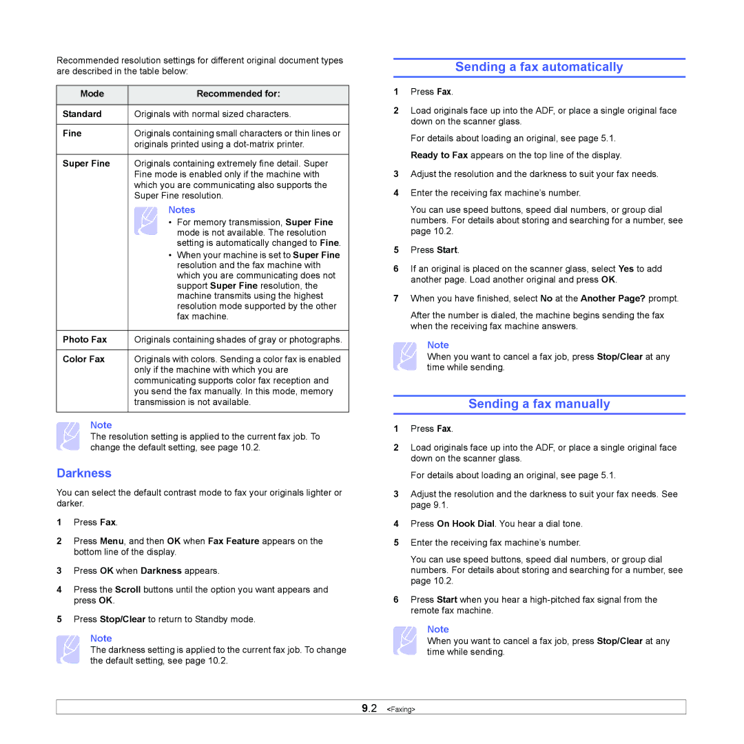 Muratec MFX-3050 Sending a fax automatically, Sending a fax manually 