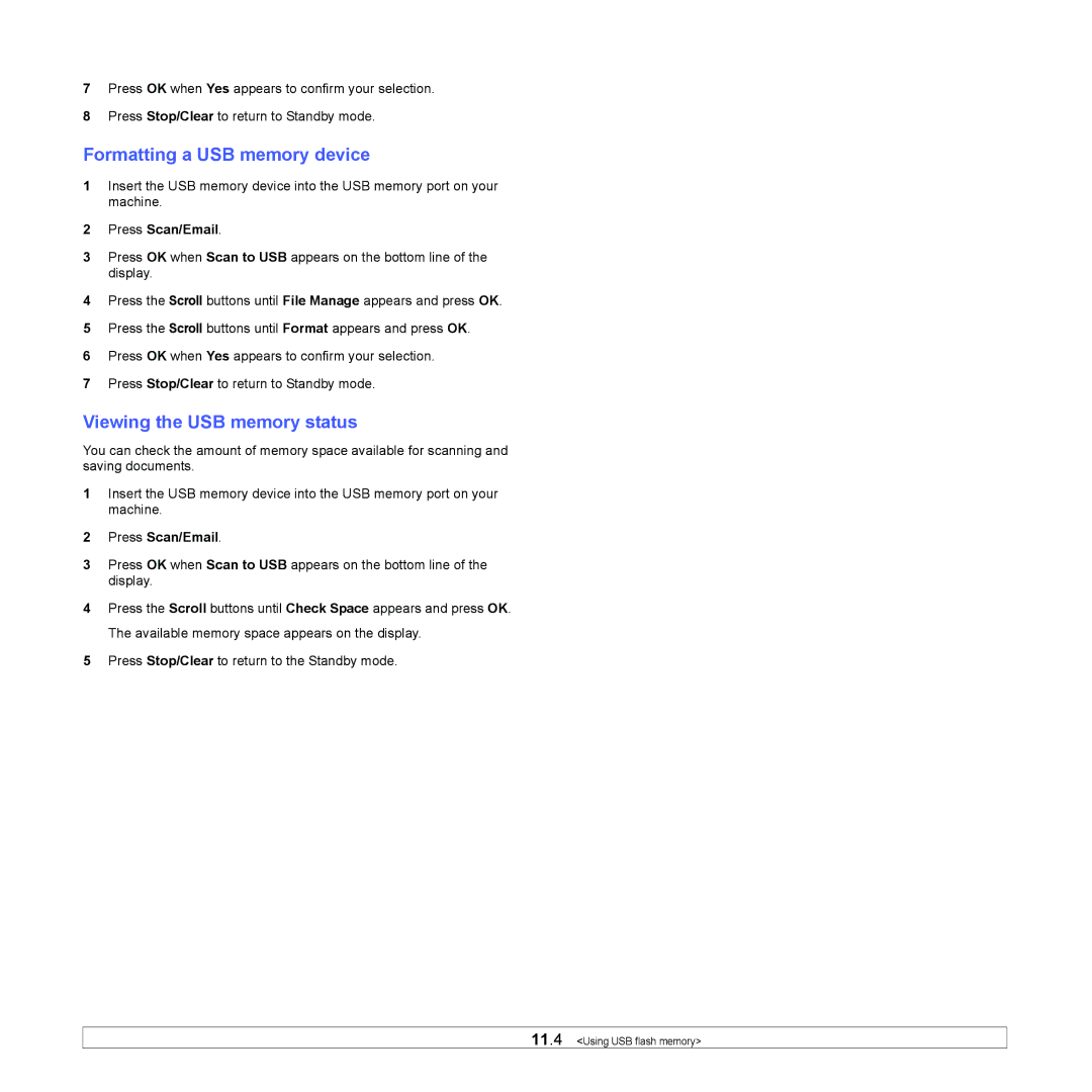 Muratec MFX-3050 manual Formatting a USB memory device, Viewing the USB memory status 