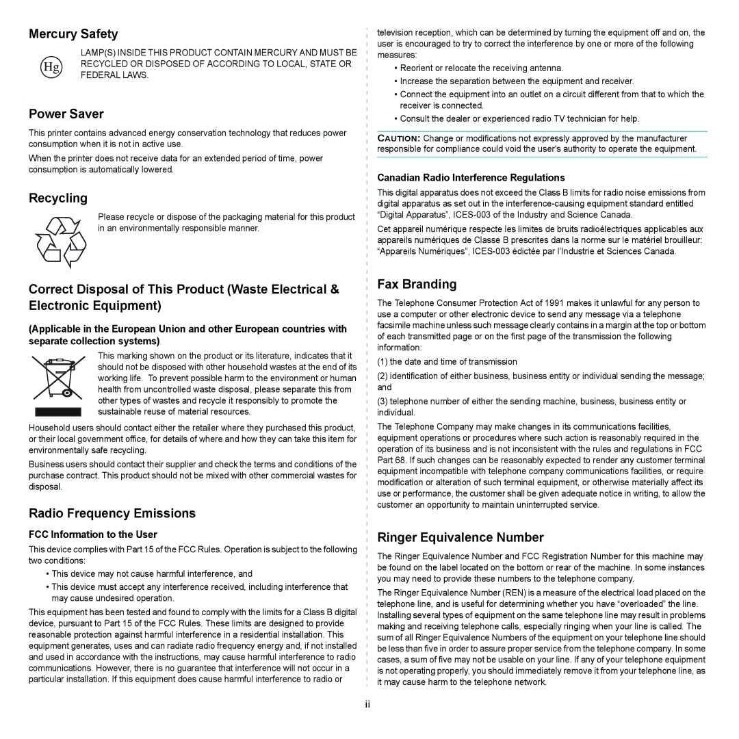 Muratec MFX-3050 manual Canadian Radio Interference Regulations, FCC Information to the User 