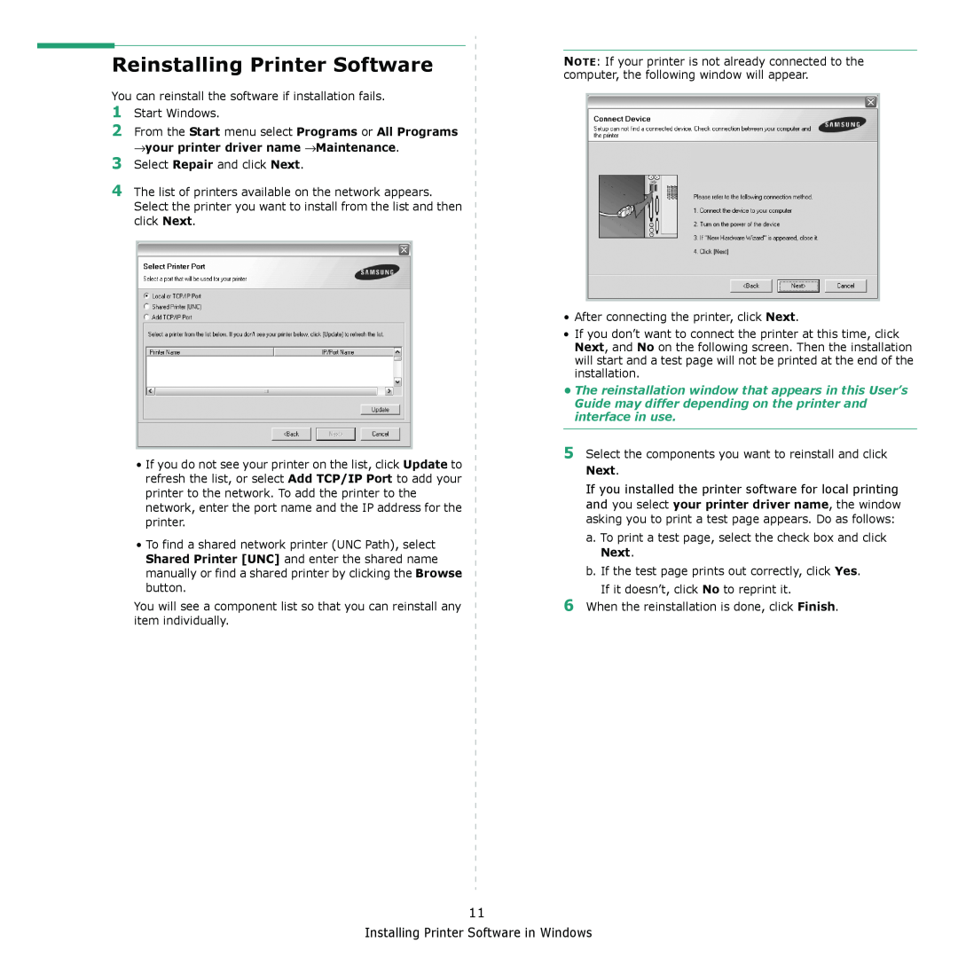 Muratec MFX-3050 manual Reinstalling Printer Software 