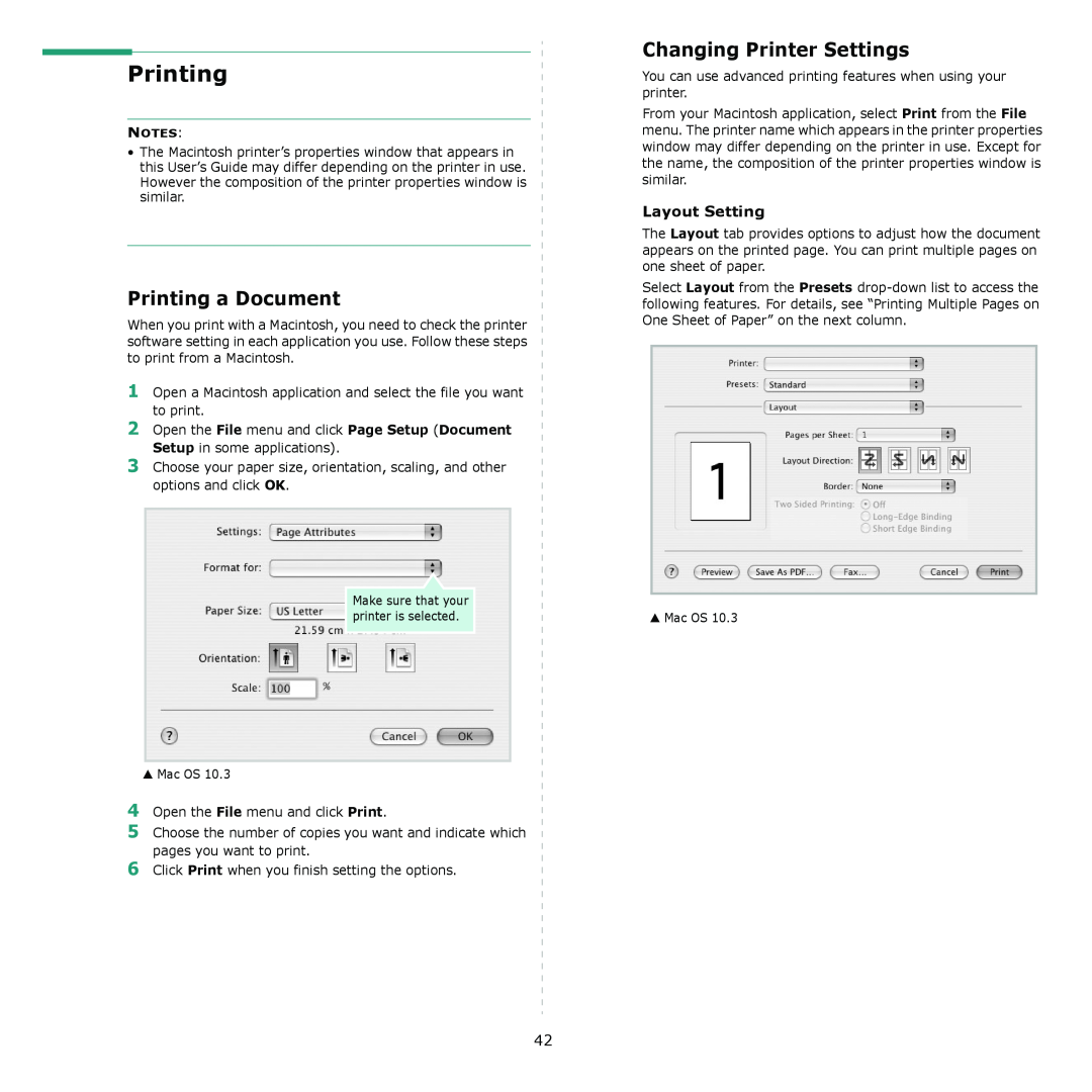 Muratec MFX-3050 manual Printing a Document, Changing Printer Settings, Layout Setting 