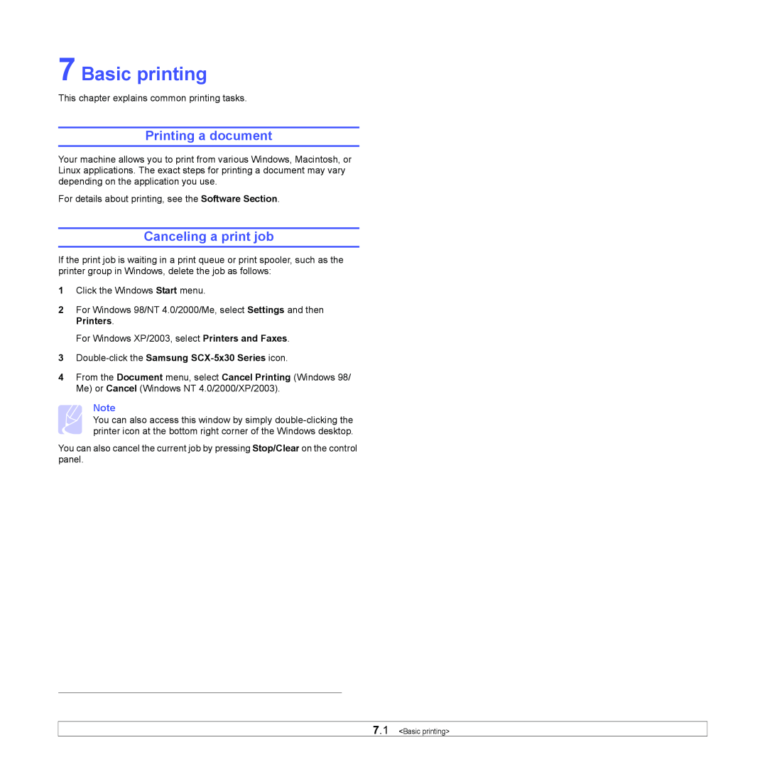 Muratec MFX-3050 manual Basic printing, Printing a document, Canceling a print job 