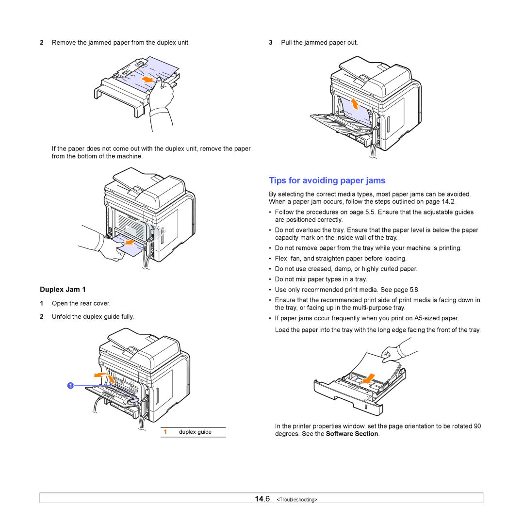 Muratec MFX-3050 manual Tips for avoiding paper jams, Duplex Jam 