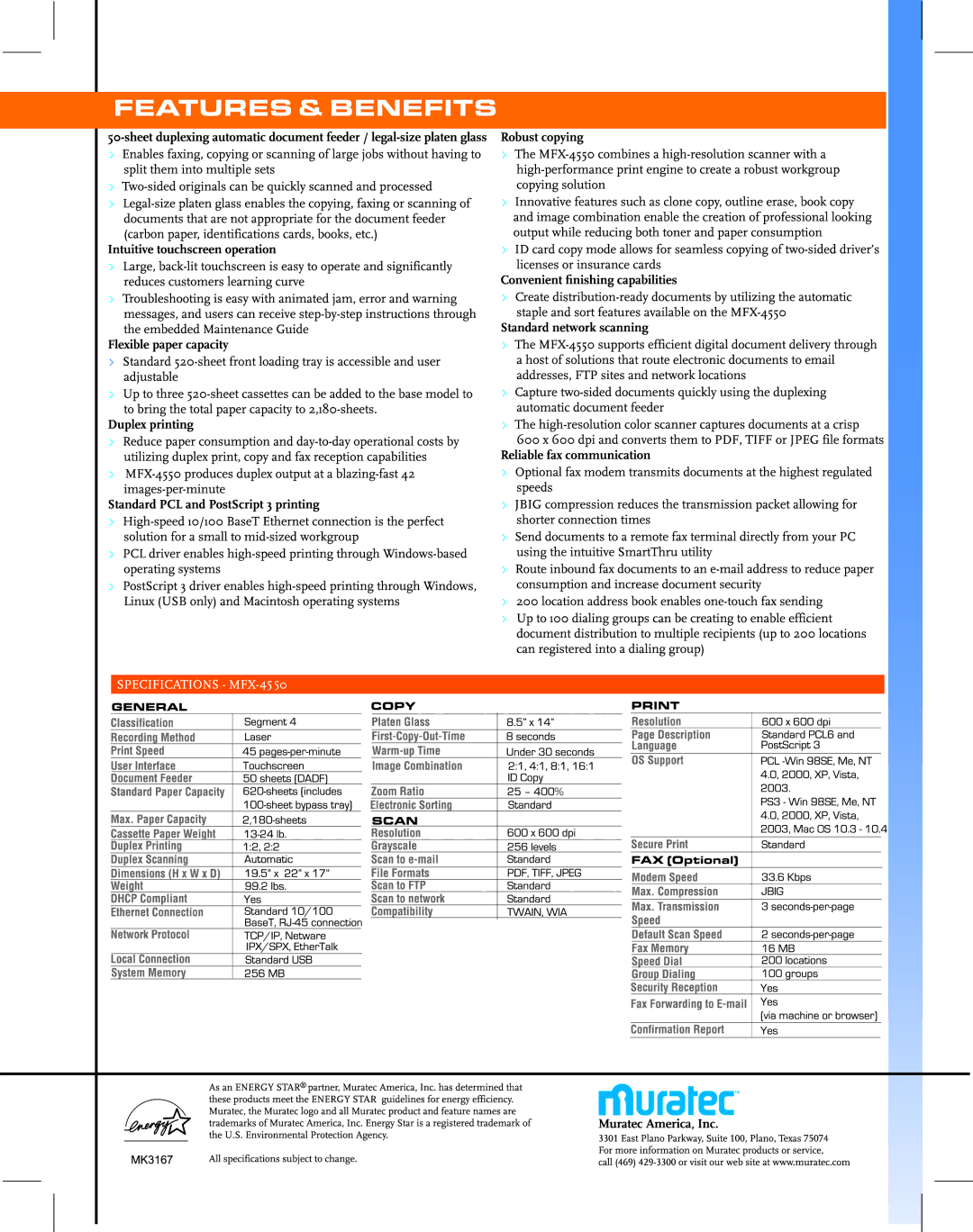 Muratec MFX-4550 manual 