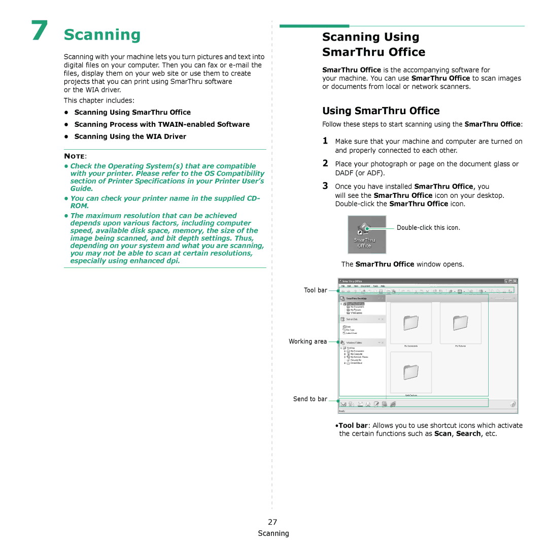 Muratec MFX-C2500 manual Scanning Using SmarThru Office 