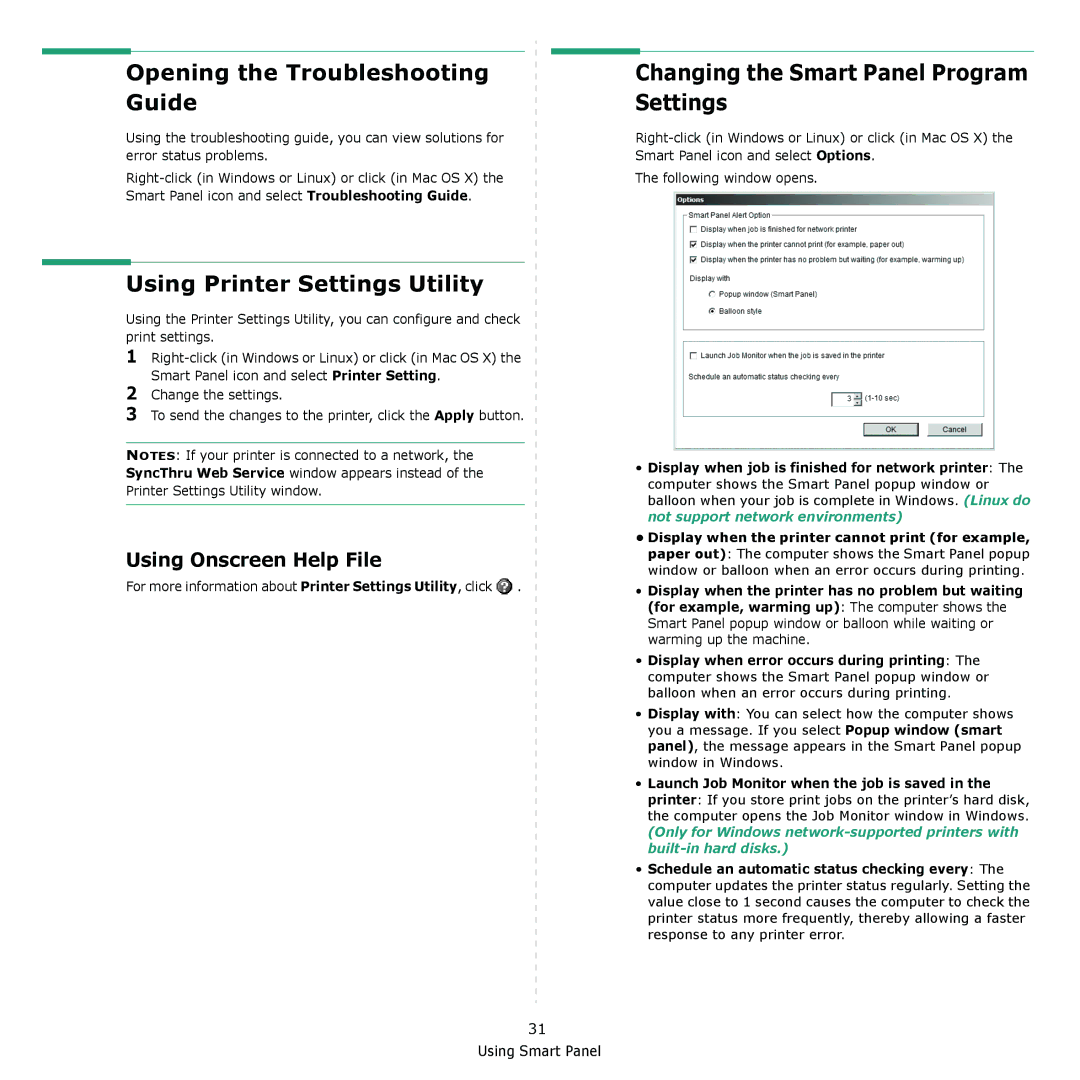 Muratec MFX-C2500 manual Opening the Troubleshooting Guide, Using Printer Settings Utility 