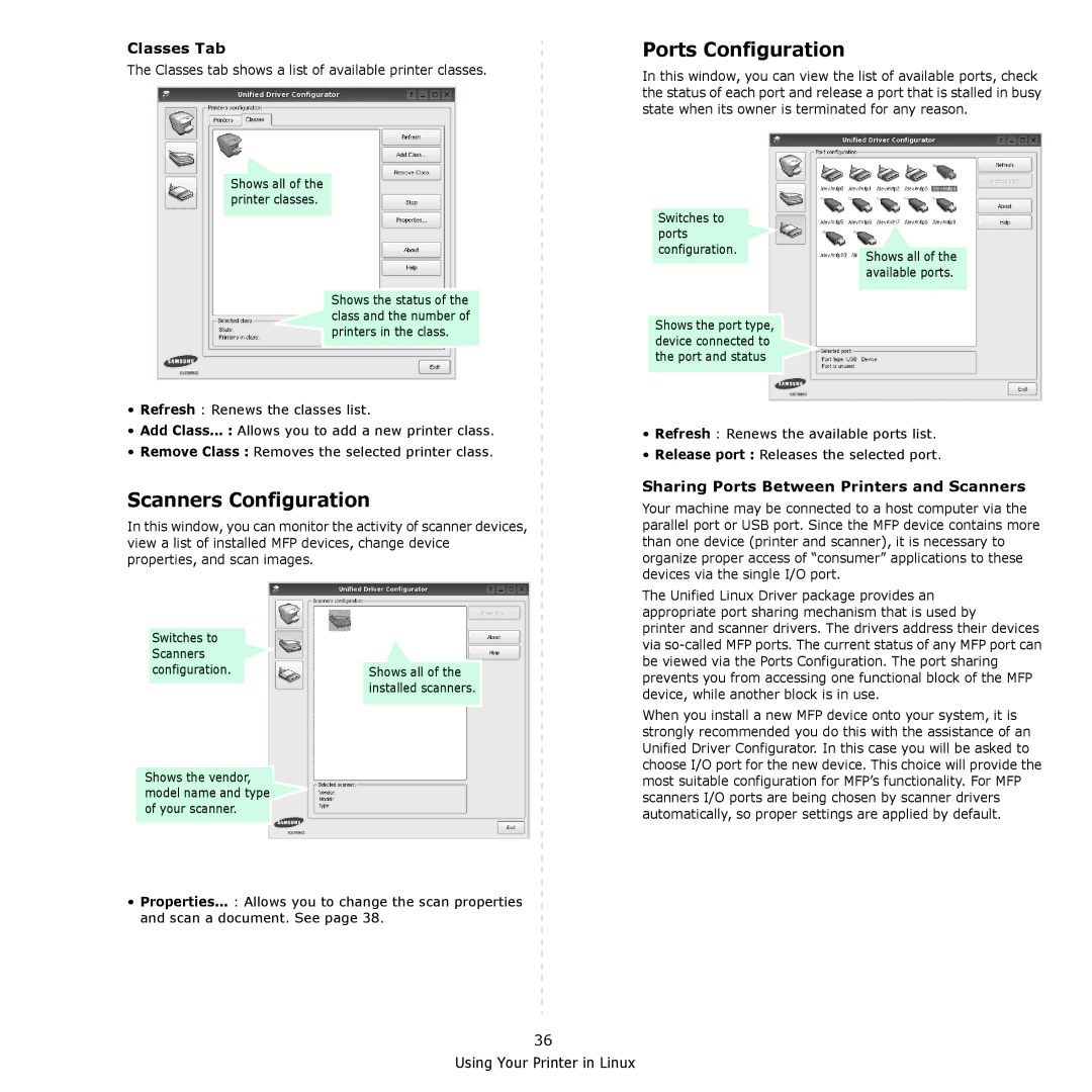 Muratec MFX-C2500 manual Scanners Configuration, Ports Configuration 