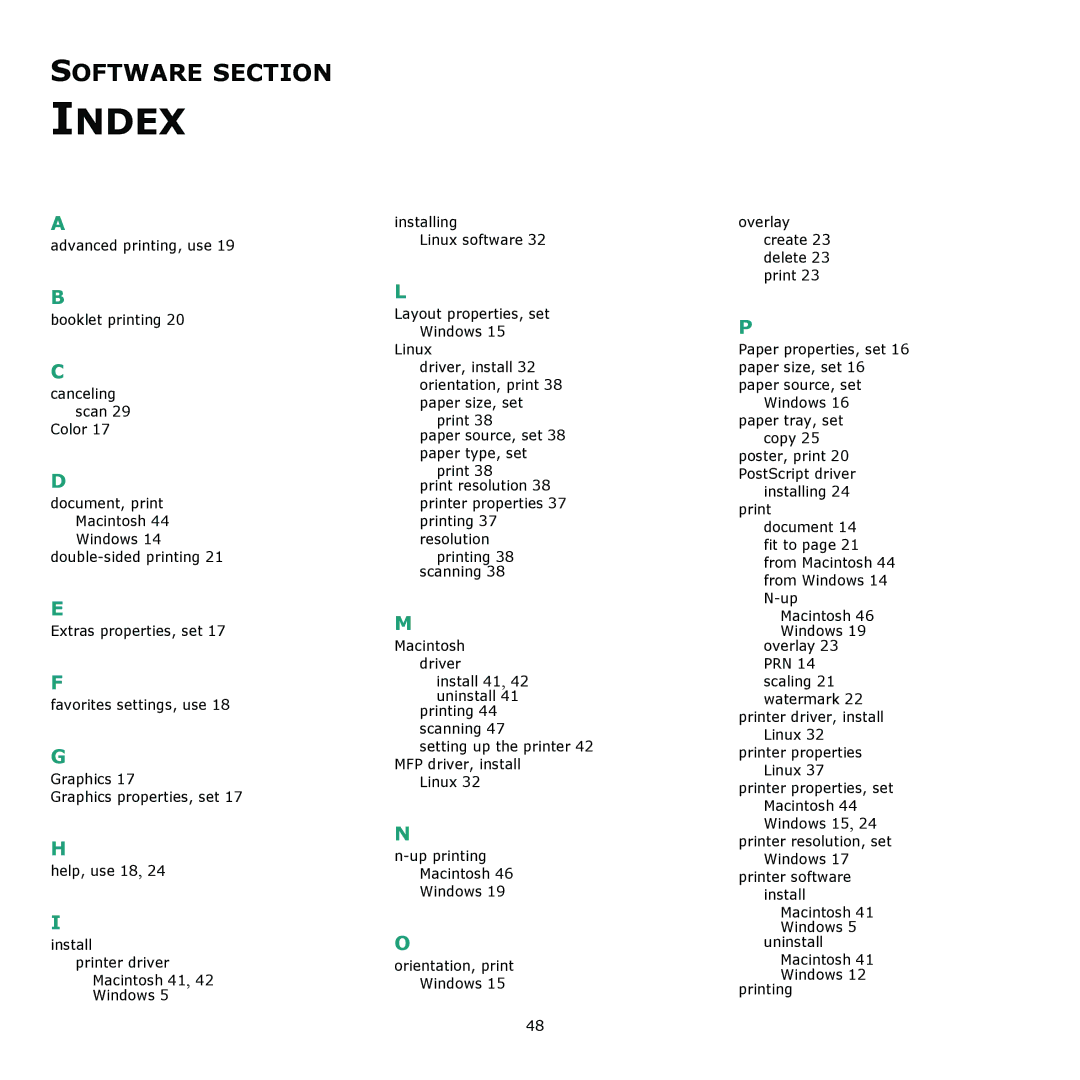 Muratec MFX-C2500 manual Index 