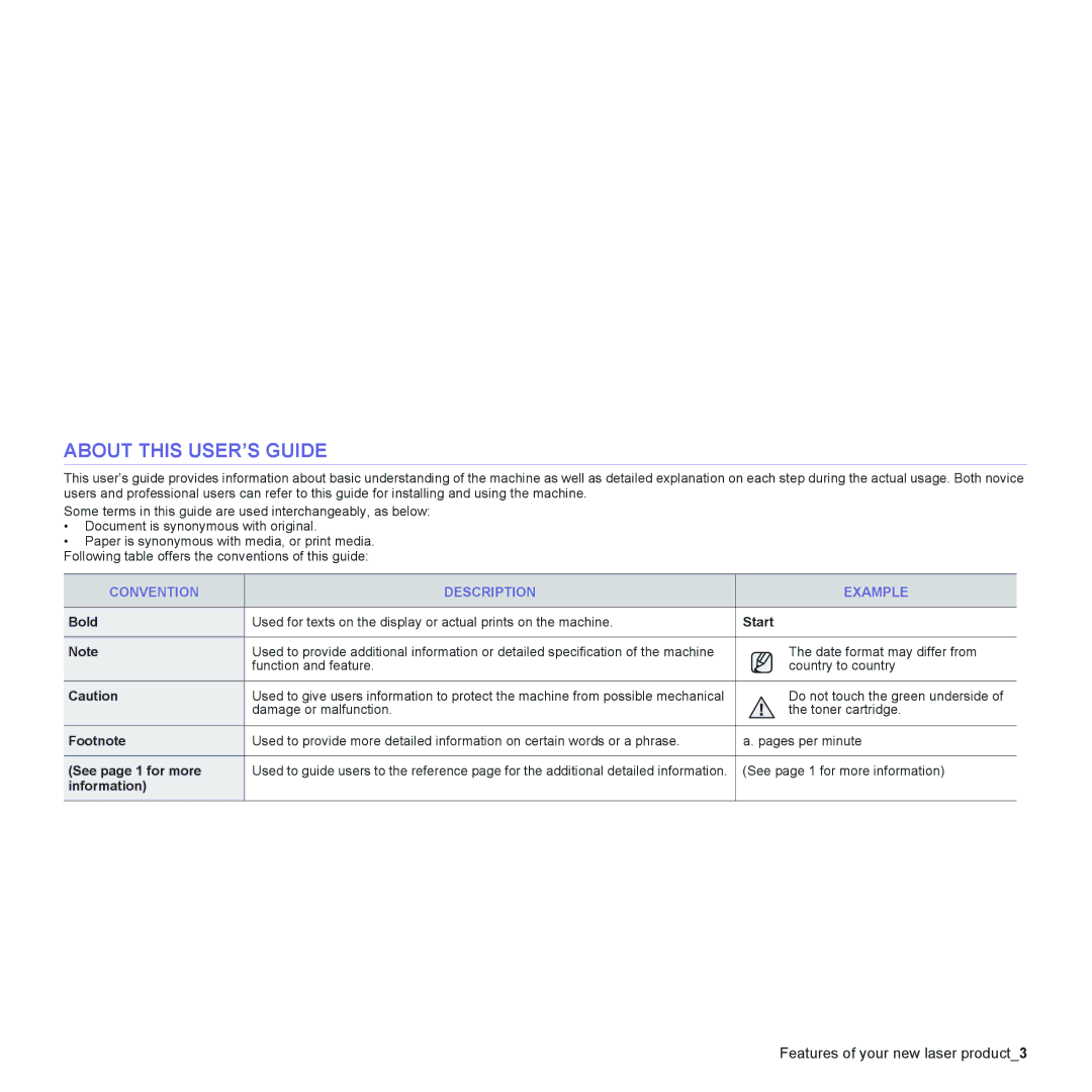 Muratec MFX-C2500 manual About this USER’S Guide, Convention Description Example 