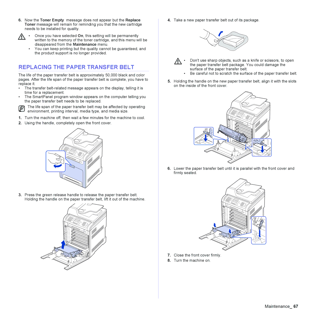 Muratec MFX-C2500 manual Replacing the Paper Transfer Belt 