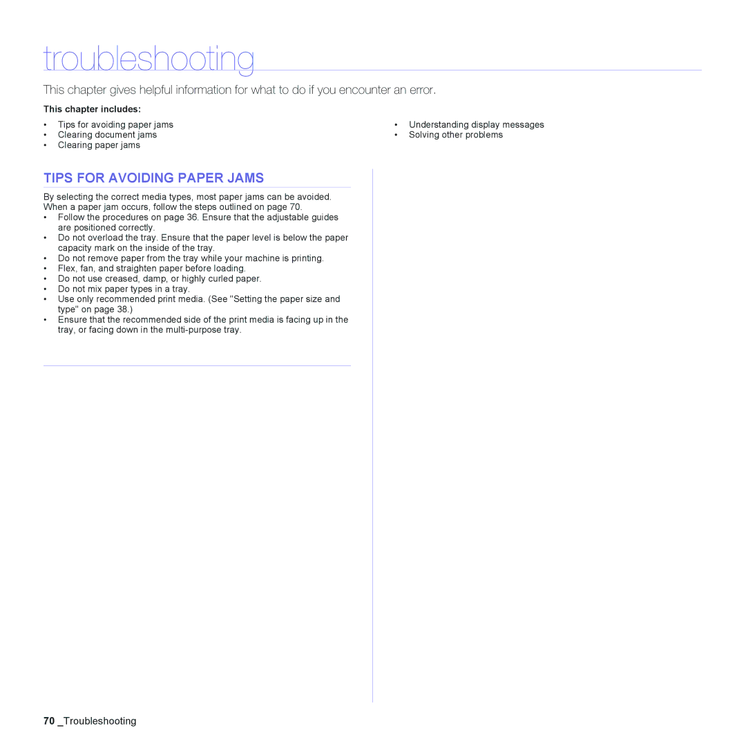 Muratec MFX-C2500 manual Troubleshooting, Tips for Avoiding Paper Jams 