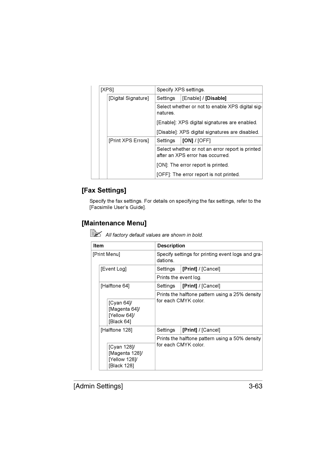 Muratec MFX-C3035 manual Maintenance Menu, Xps 