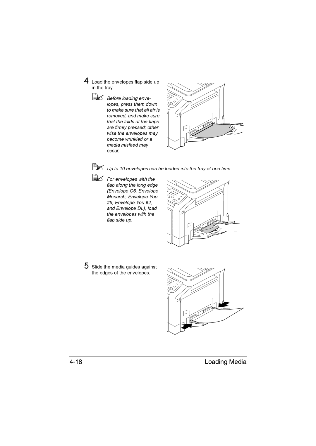 Muratec MFX-C3035 manual Load the envelopes flap side up in the tray 