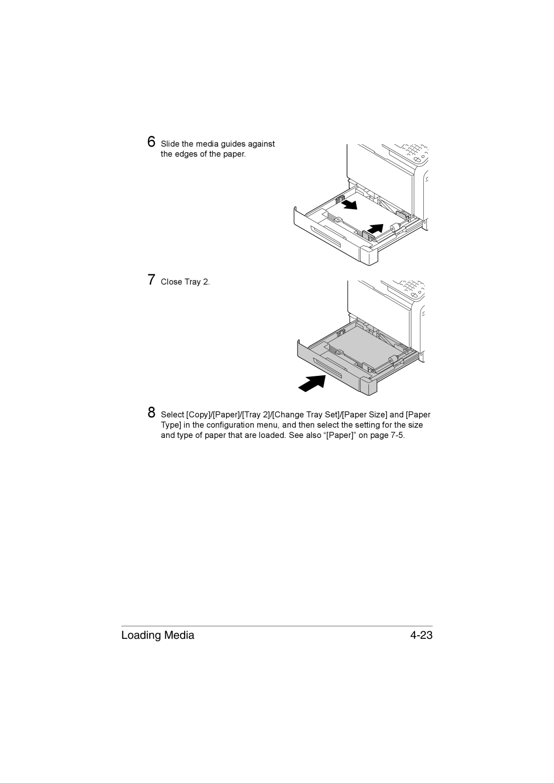 Muratec MFX-C3035 manual Slide the media guides against the edges of the paper 