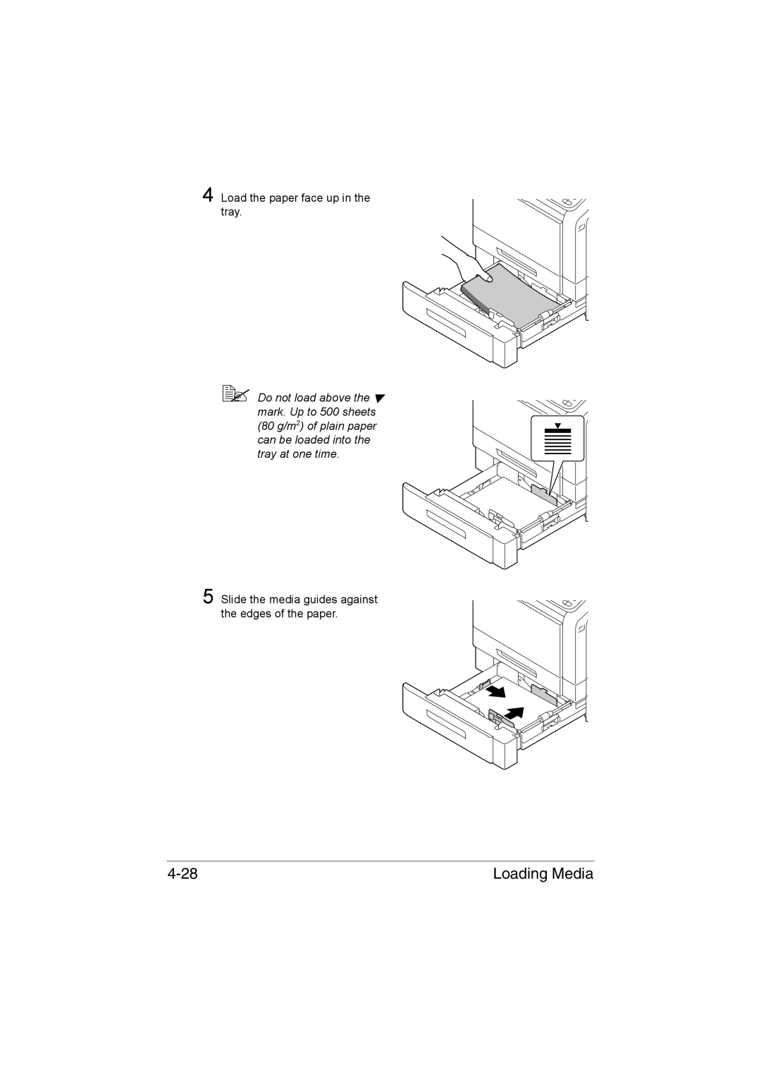 Muratec MFX-C3035 manual Load the paper face up in the tray 