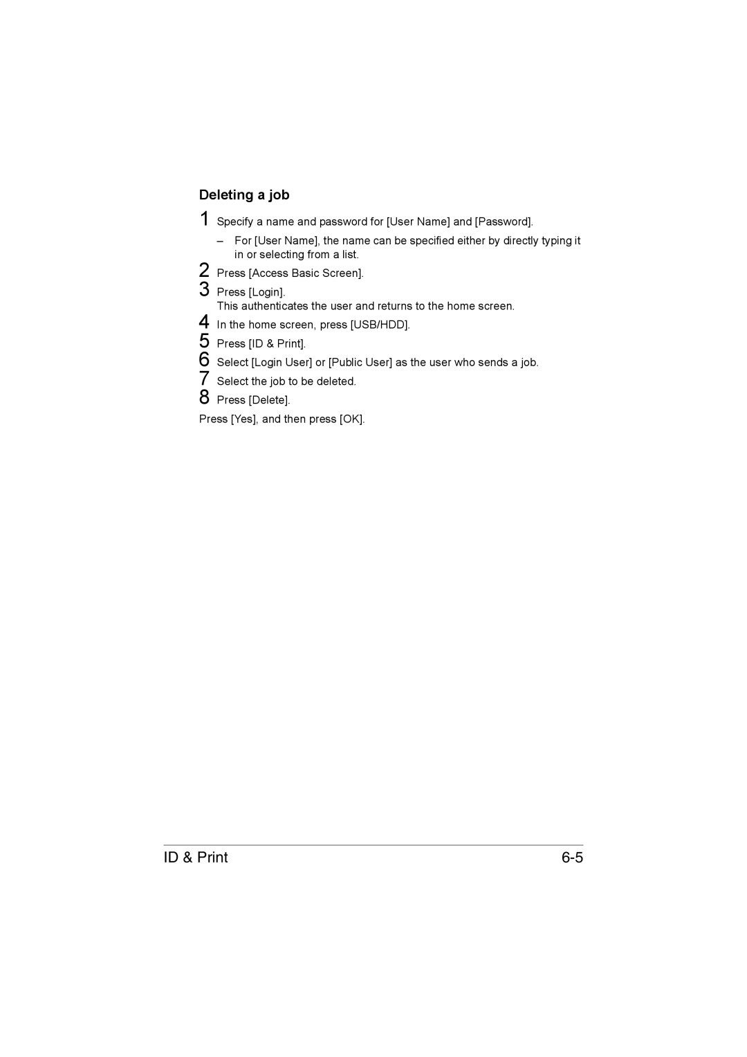 Muratec MFX-C3035 manual Deleting a job 