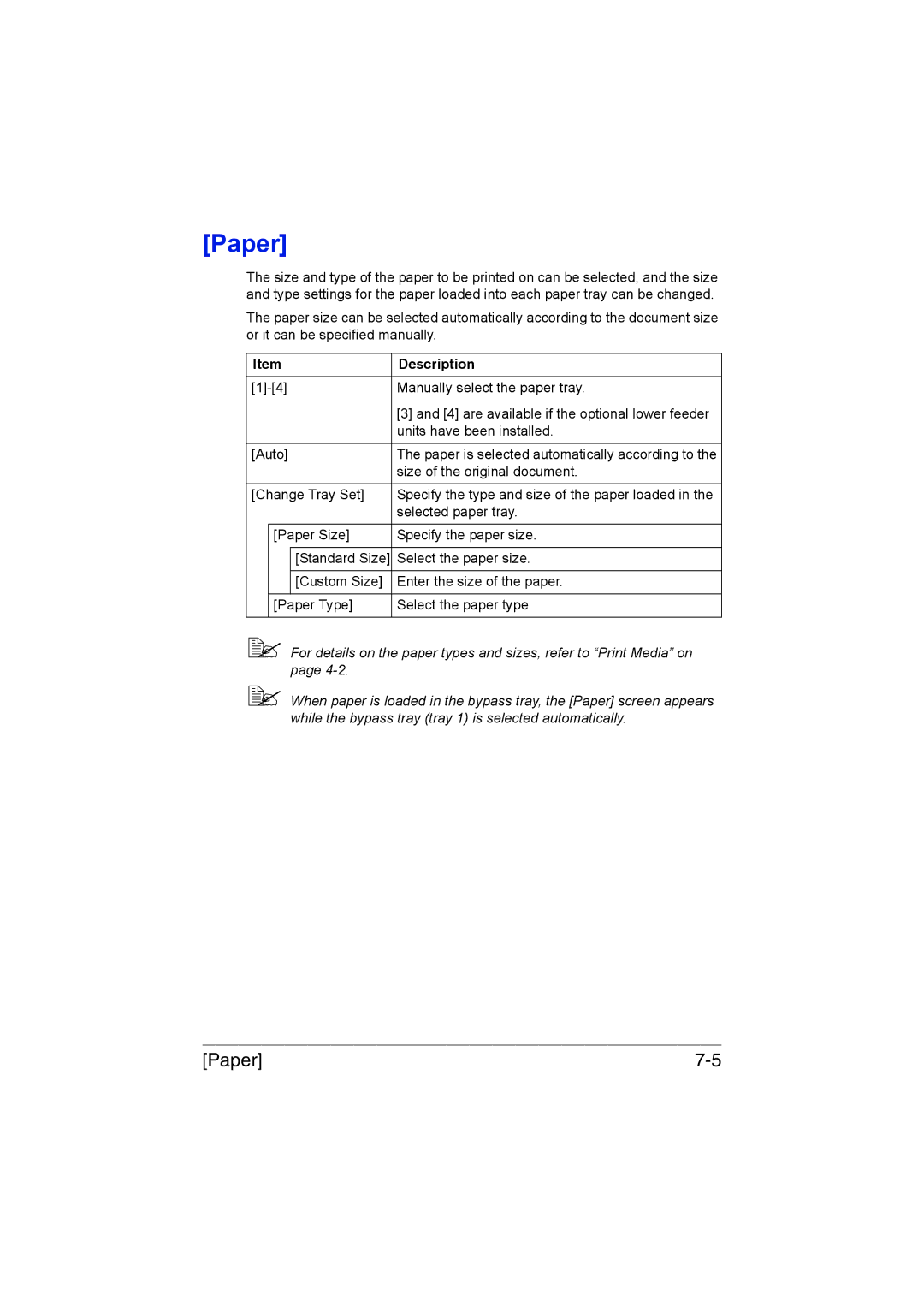 Muratec MFX-C3035 manual Paper 