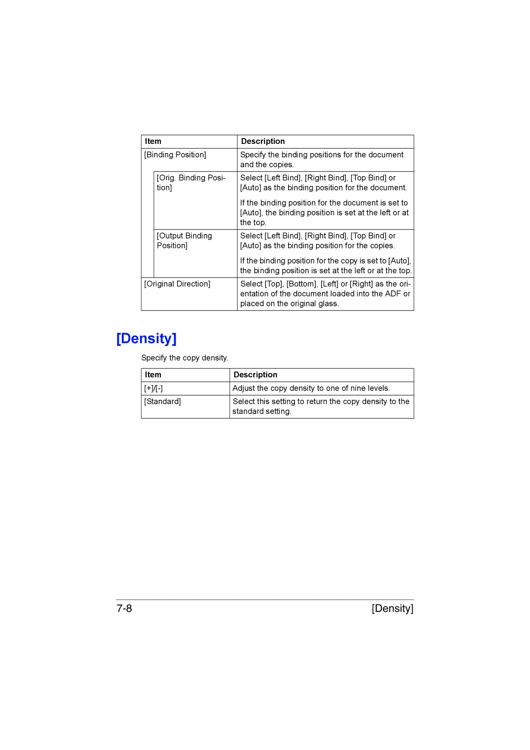 Muratec MFX-C3035 manual Density 