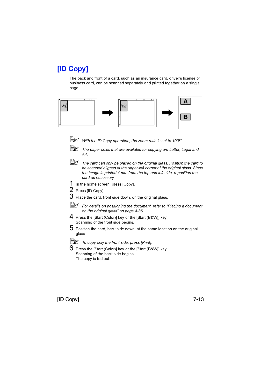 Muratec MFX-C3035 manual ID Copy,  To copy only the front side, press Print 