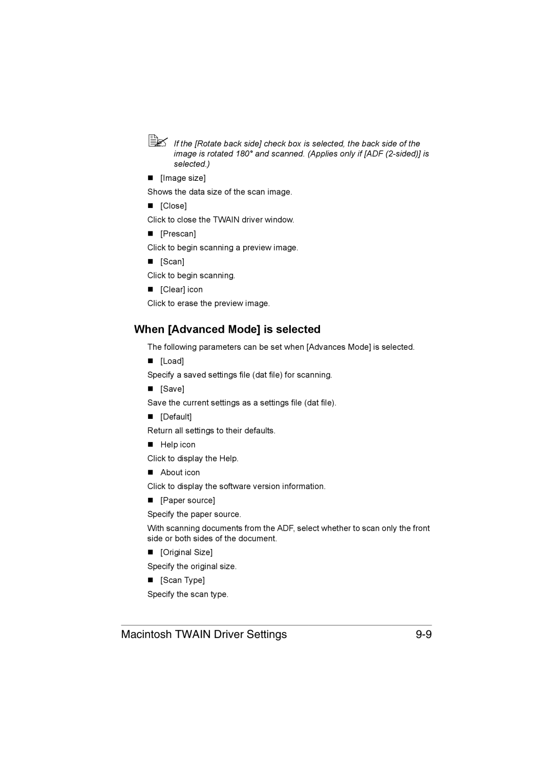 Muratec MFX-C3035 manual When Advanced Mode is selected 