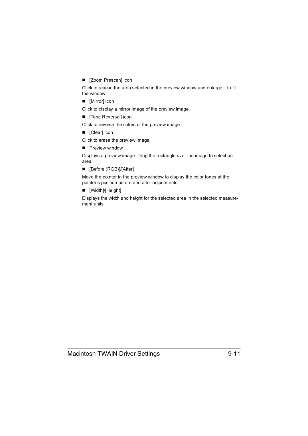 Muratec MFX-C3035 manual Macintosh Twain Driver Settings 