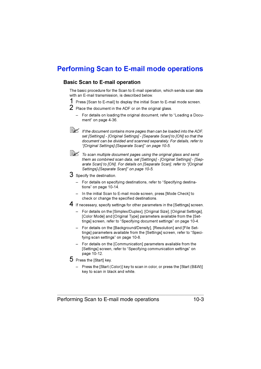 Muratec MFX-C3035 manual Performing Scan to E-mail mode operations, Basic Scan to E-mail operation 