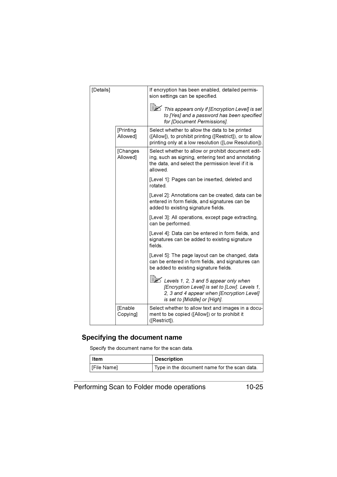 Muratec MFX-C3035 manual Specifying the document name, Performing Scan to Folder mode operations 10-25 