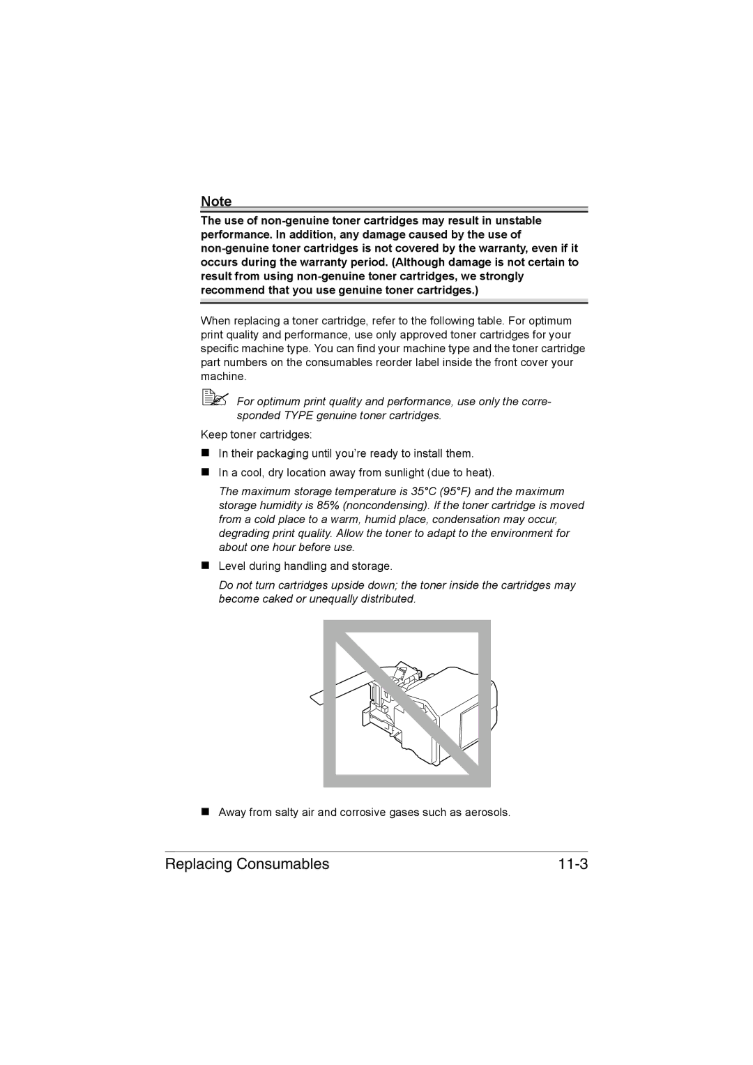 Muratec MFX-C3035 manual Replacing Consumables 11-3 