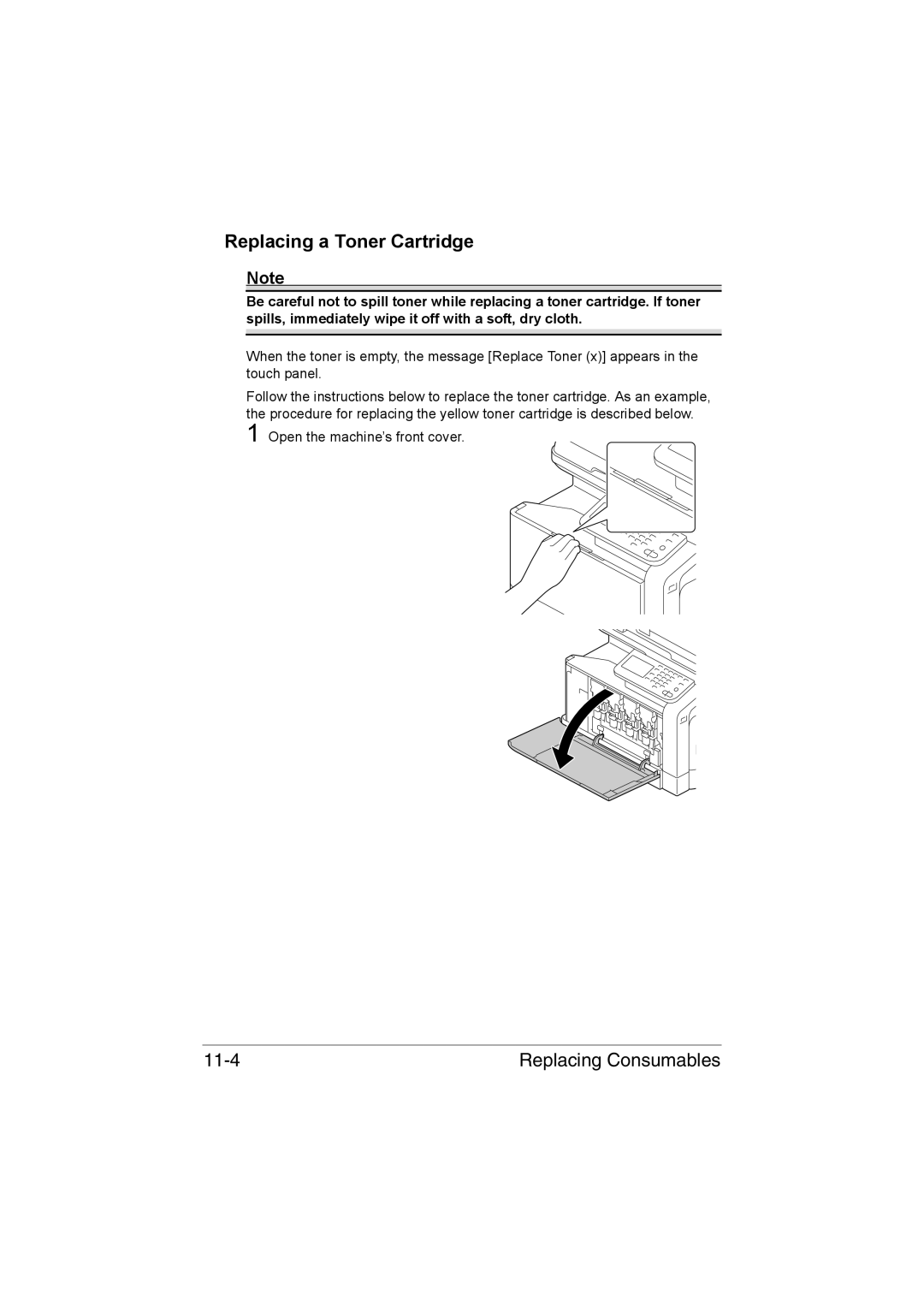 Muratec MFX-C3035 manual Replacing a Toner Cartridge, Replacing Consumables 