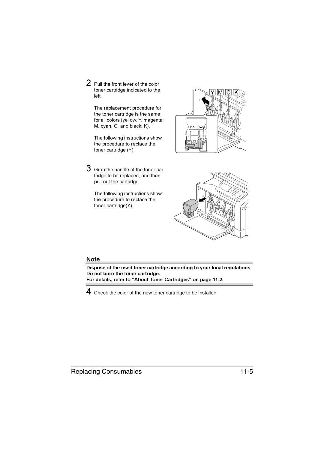 Muratec MFX-C3035 manual Replacing Consumables 11-5 