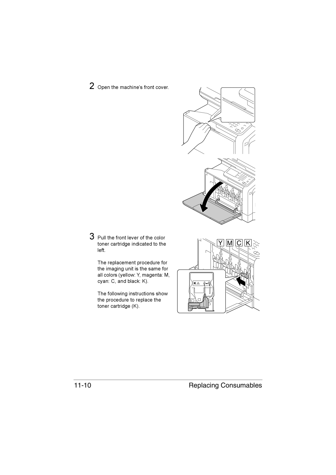 Muratec MFX-C3035 manual Replacing Consumables, C K 