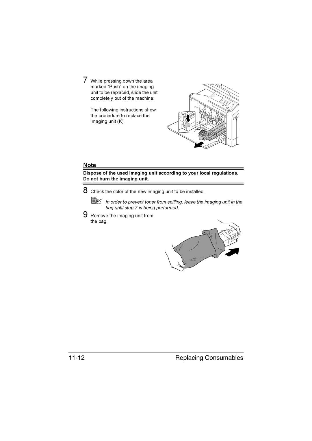 Muratec MFX-C3035 manual Replacing Consumables 