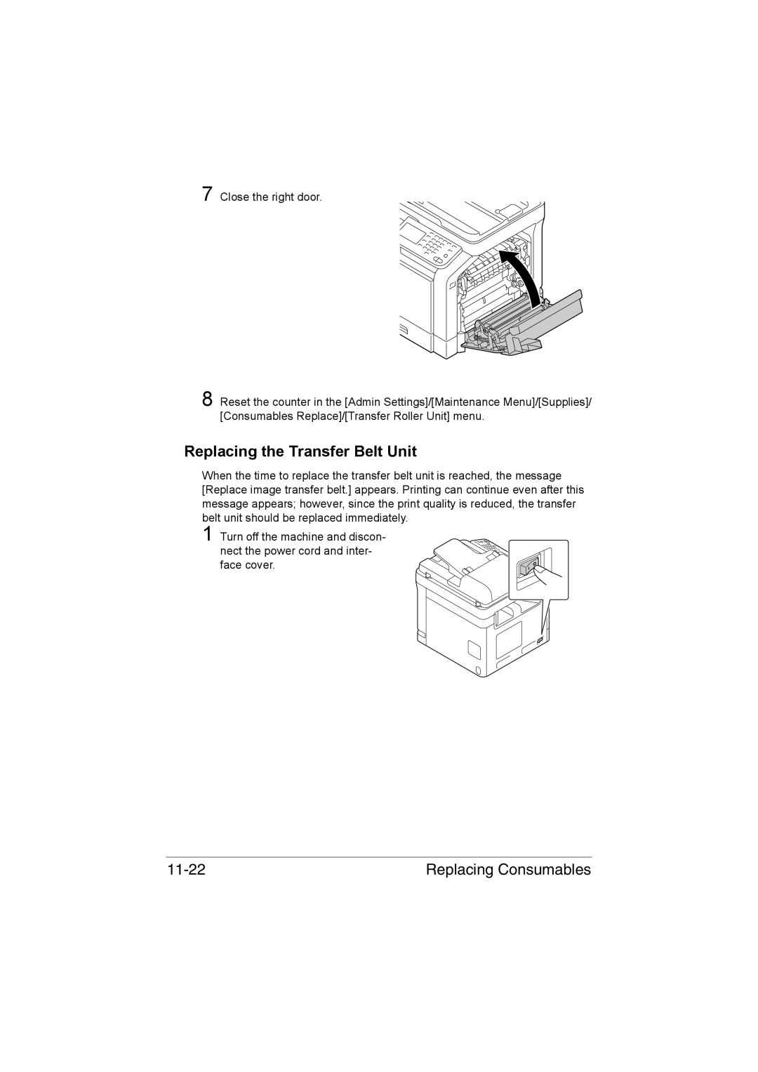 Muratec MFX-C3035 manual Replacing the Transfer Belt Unit, Replacing Consumables 