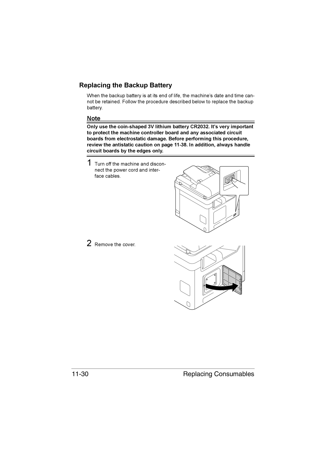 Muratec MFX-C3035 manual Replacing the Backup Battery, Replacing Consumables 