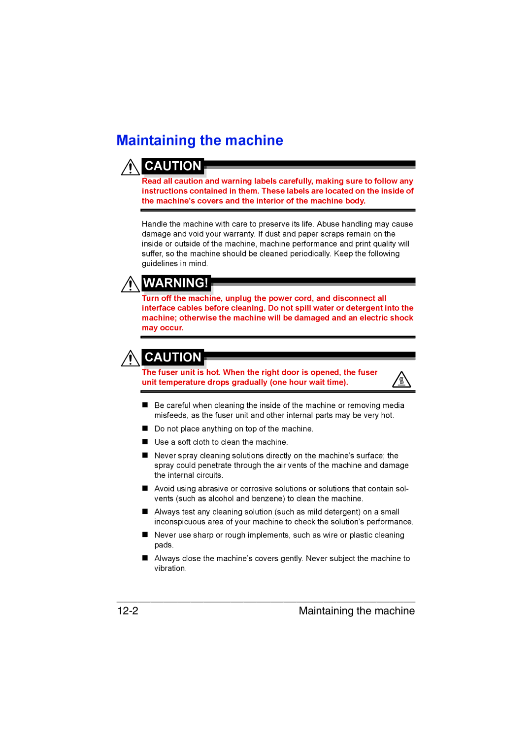 Muratec MFX-C3035 manual Maintaining the machine 