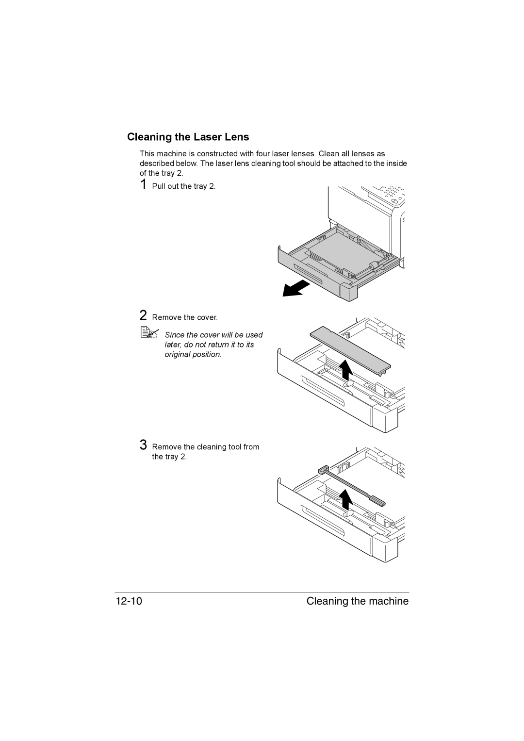 Muratec MFX-C3035 manual Cleaning the Laser Lens, Cleaning the machine 