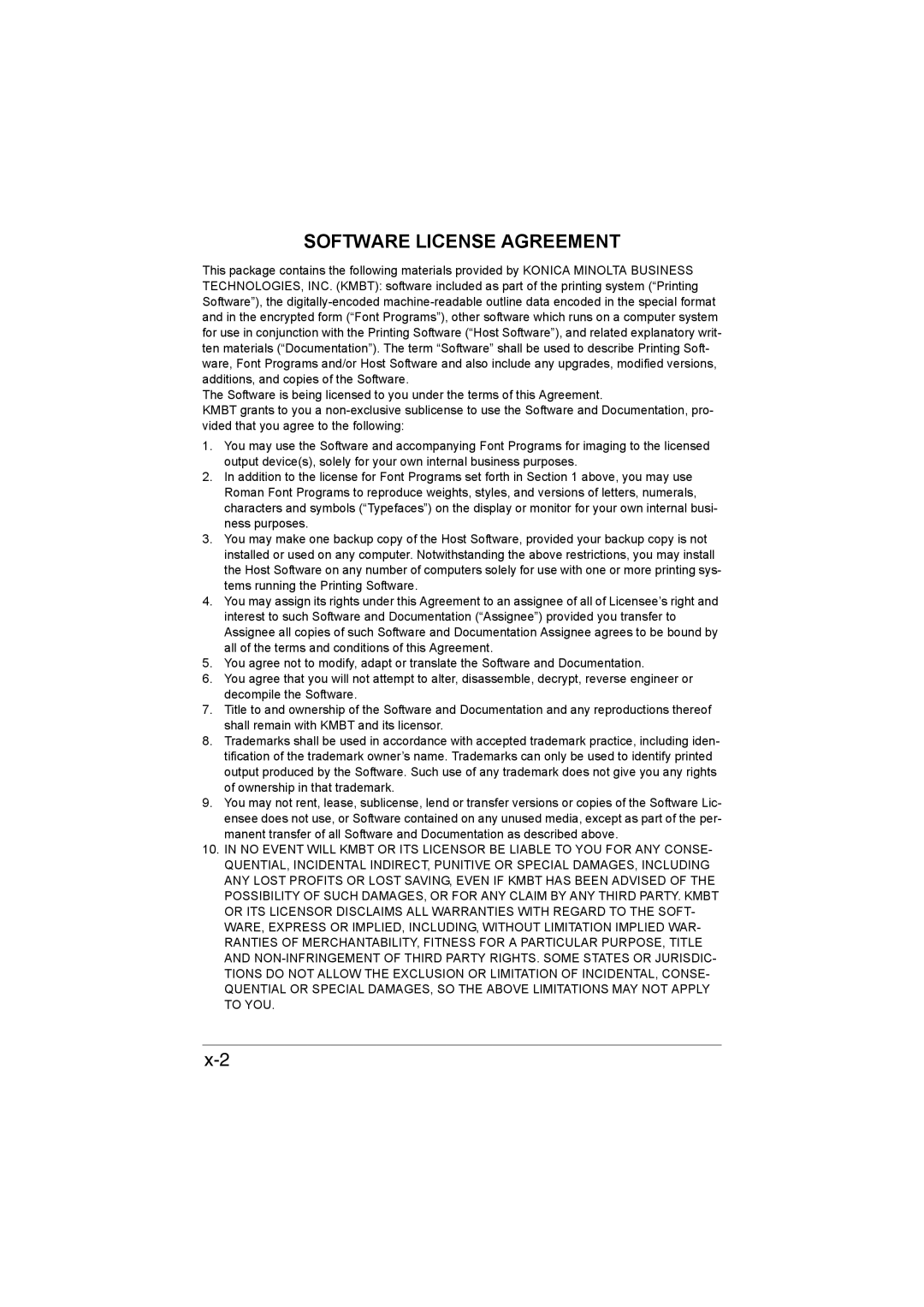 Muratec MFX-C3035 manual Software License Agreement 