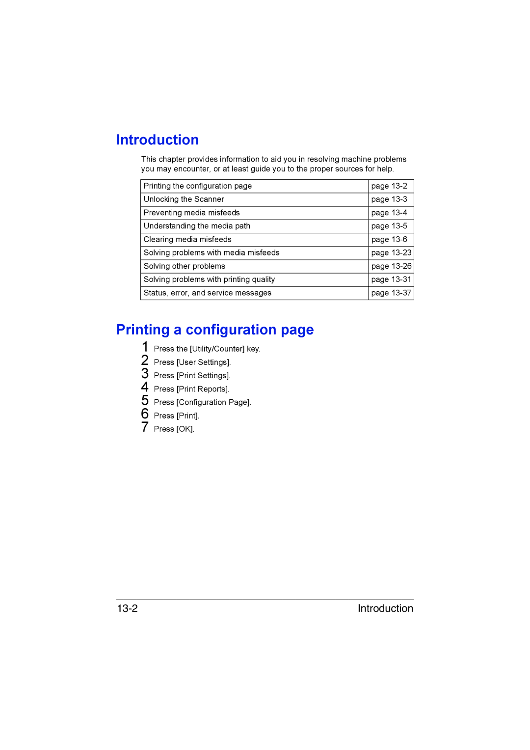 Muratec MFX-C3035 manual Introduction, Printing a configuration 