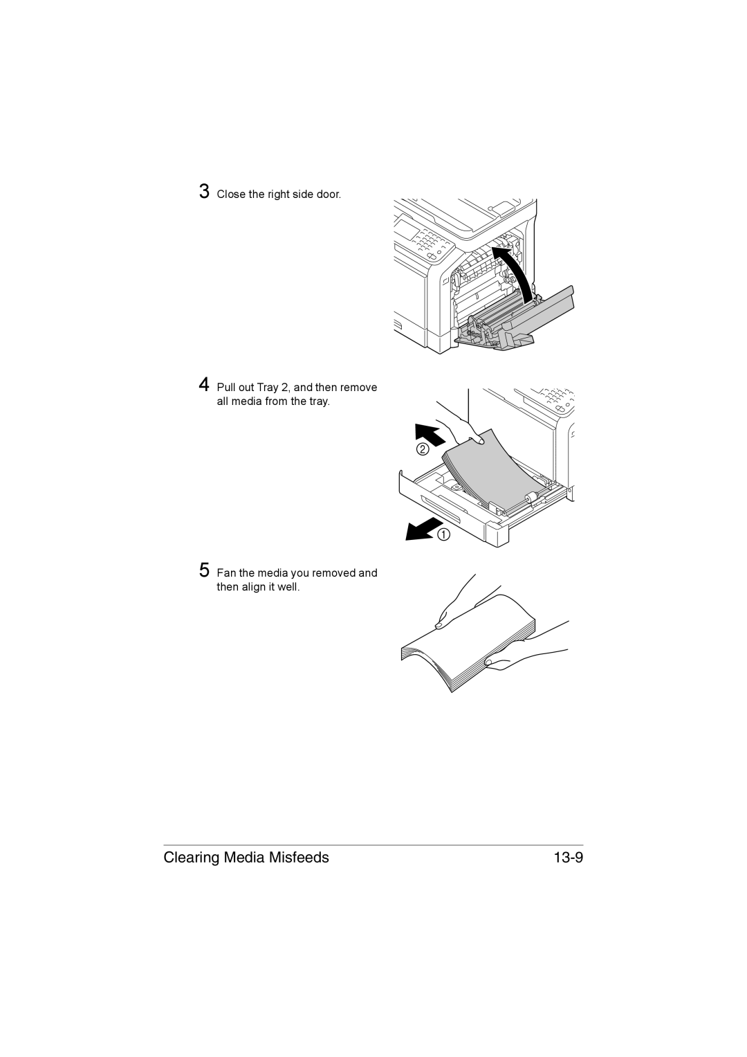 Muratec MFX-C3035 manual Clearing Media Misfeeds 13-9 