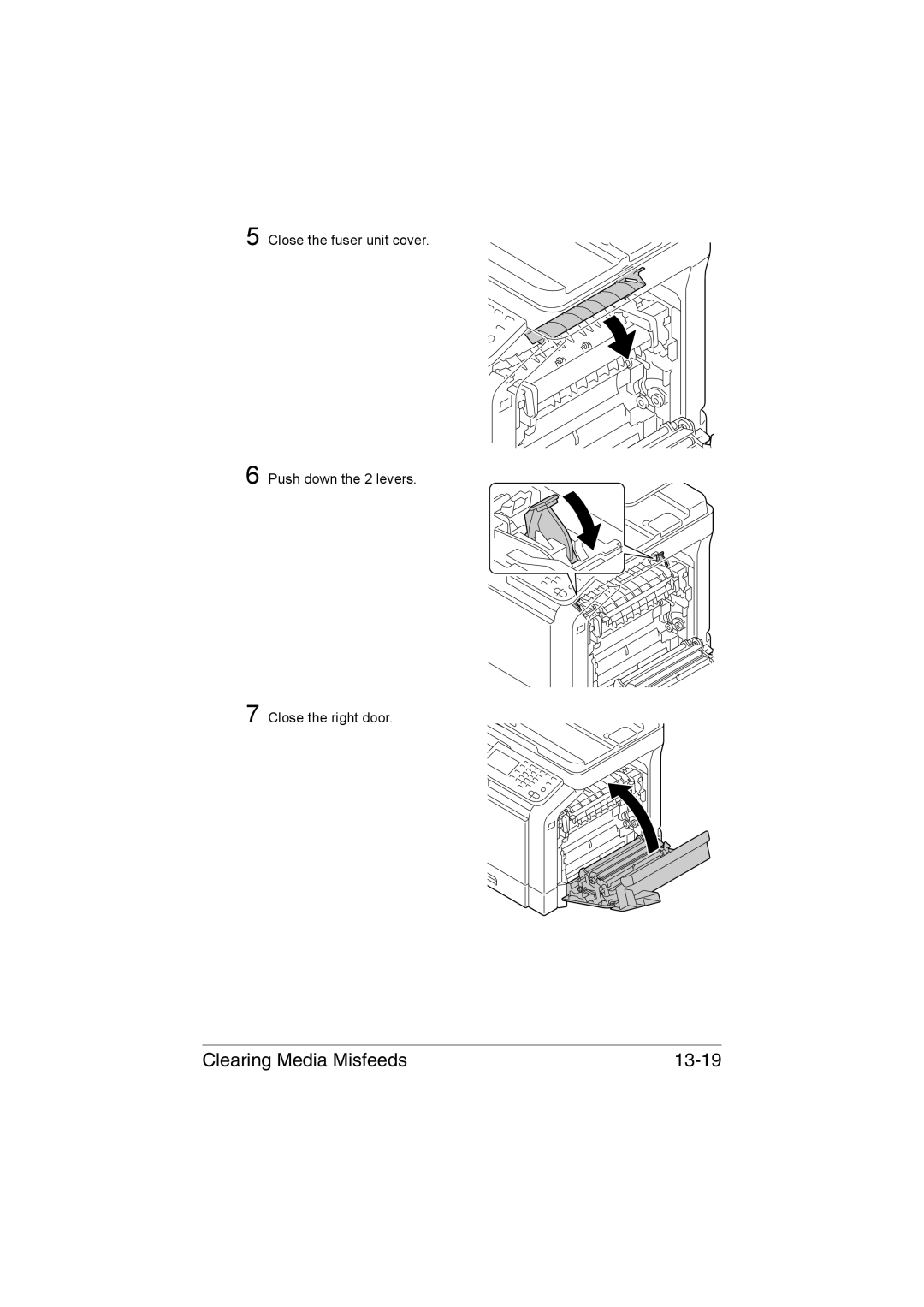 Muratec MFX-C3035 manual Clearing Media Misfeeds 13-19 