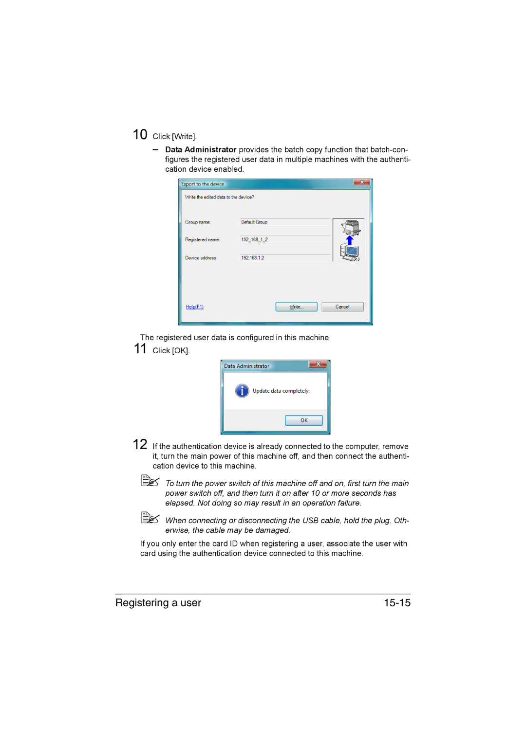 Muratec MFX-C3035 manual Registering a user 15-15 