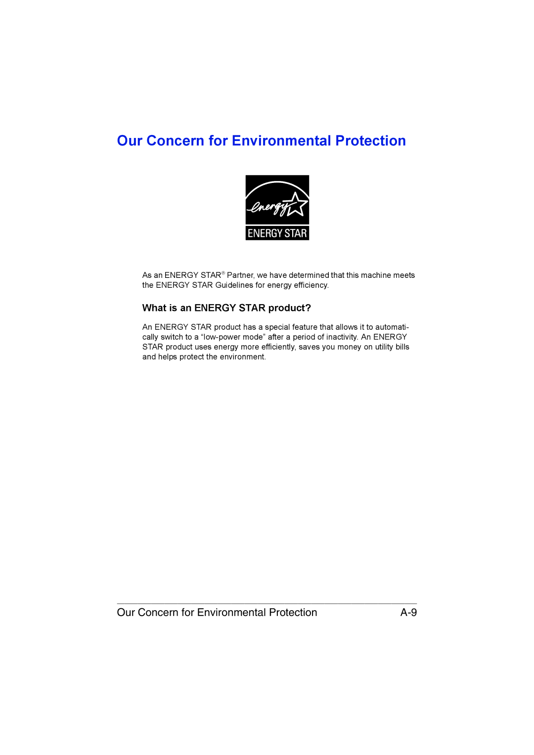 Muratec MFX-C3035 manual Our Concern for Environmental Protection, What is an Energy Star product? 