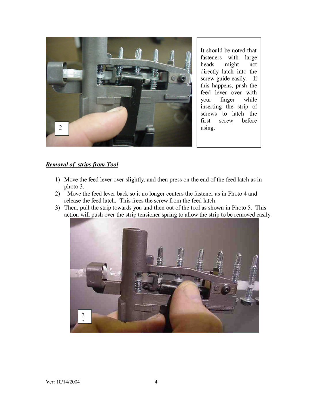 MURO CH7260 manual Removal of strips from Tool 